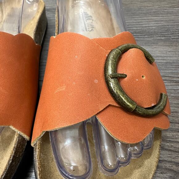 Cliffs 'Goyle' by White Mountain Sandals Orange Slides Women's 6M Metal Buckle - Picture 3 of 10